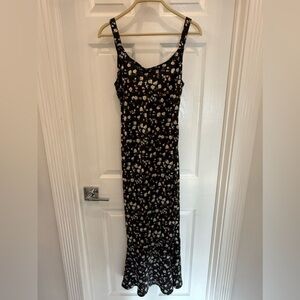 Emory Park Satin Scoop Neck Floral Black Maxi Dress